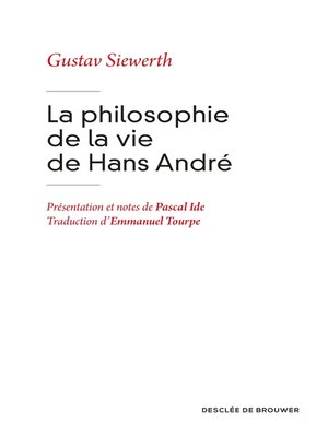 cover image of La philosophie de la vie de Hans André